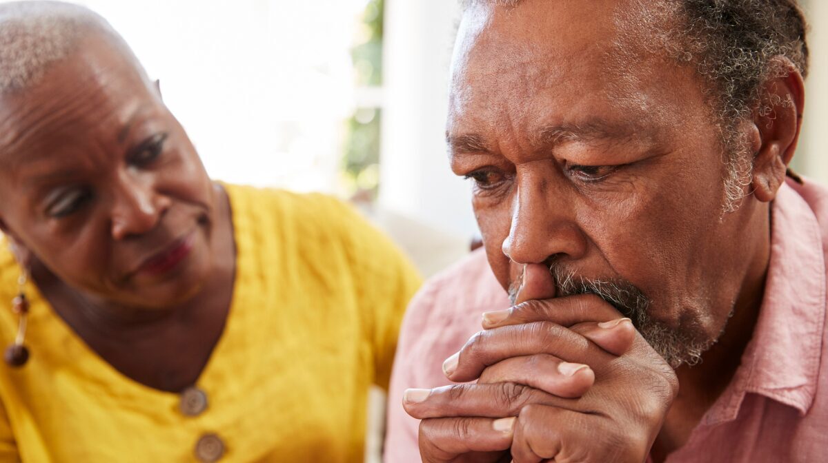 Woman looking for signs of depressions in her partner.