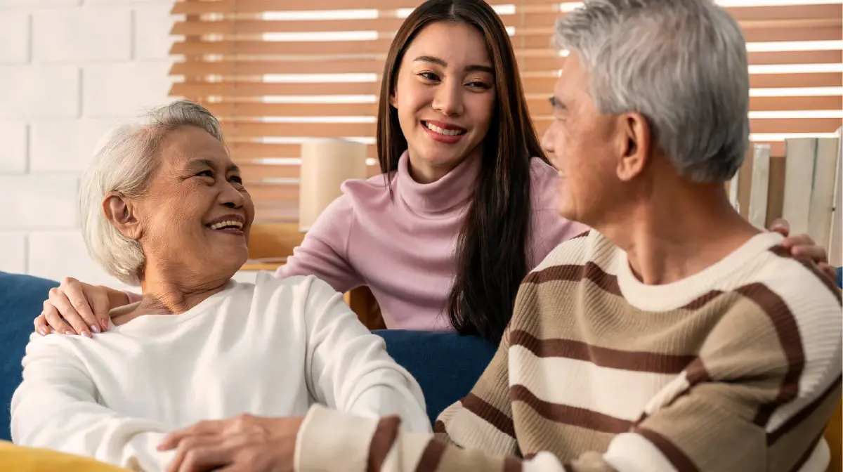 Family discussing family building benefits.