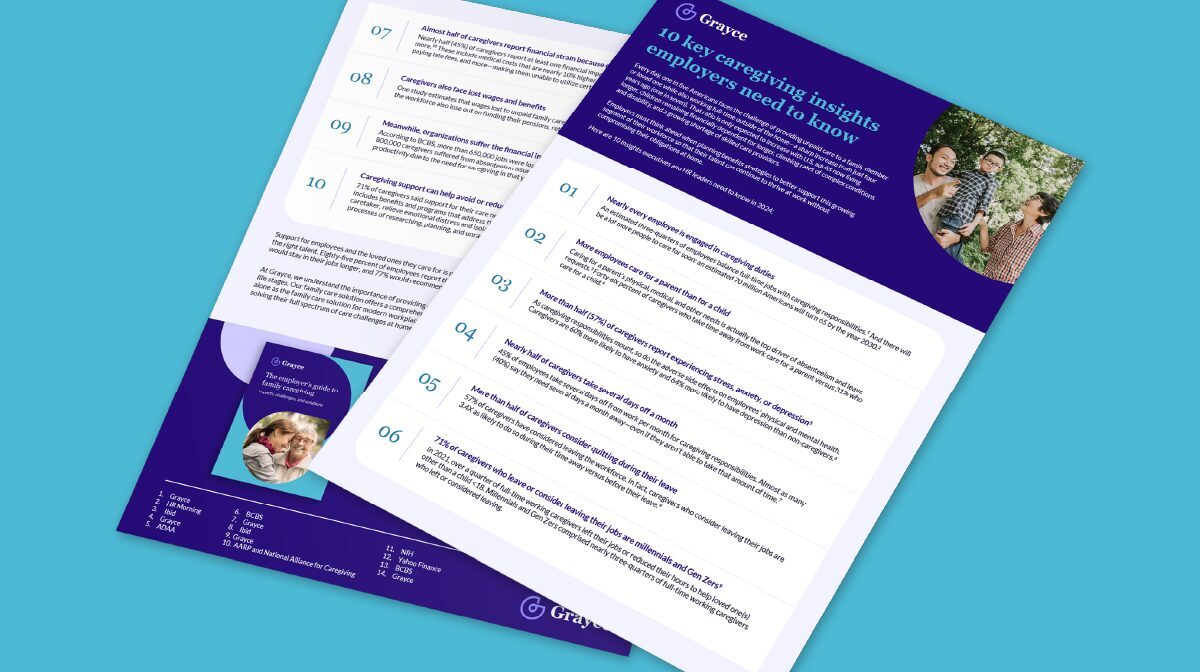 10 caregiving insights for employers tipsheet banner.