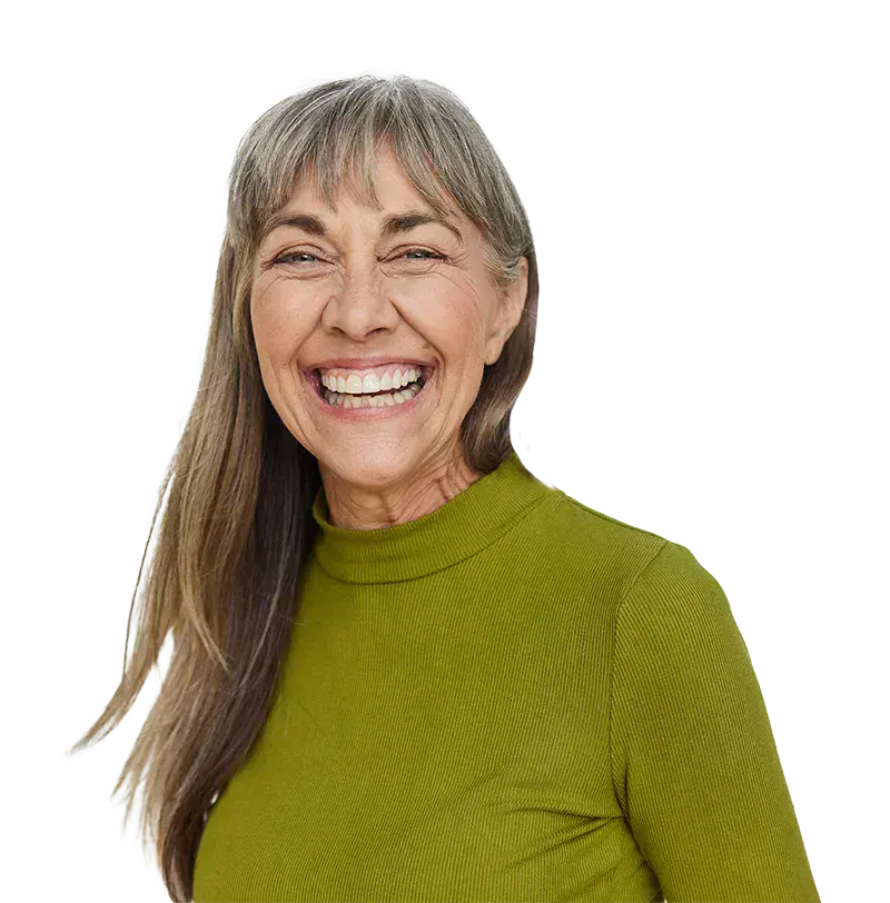 Closeup of a smiling woman.