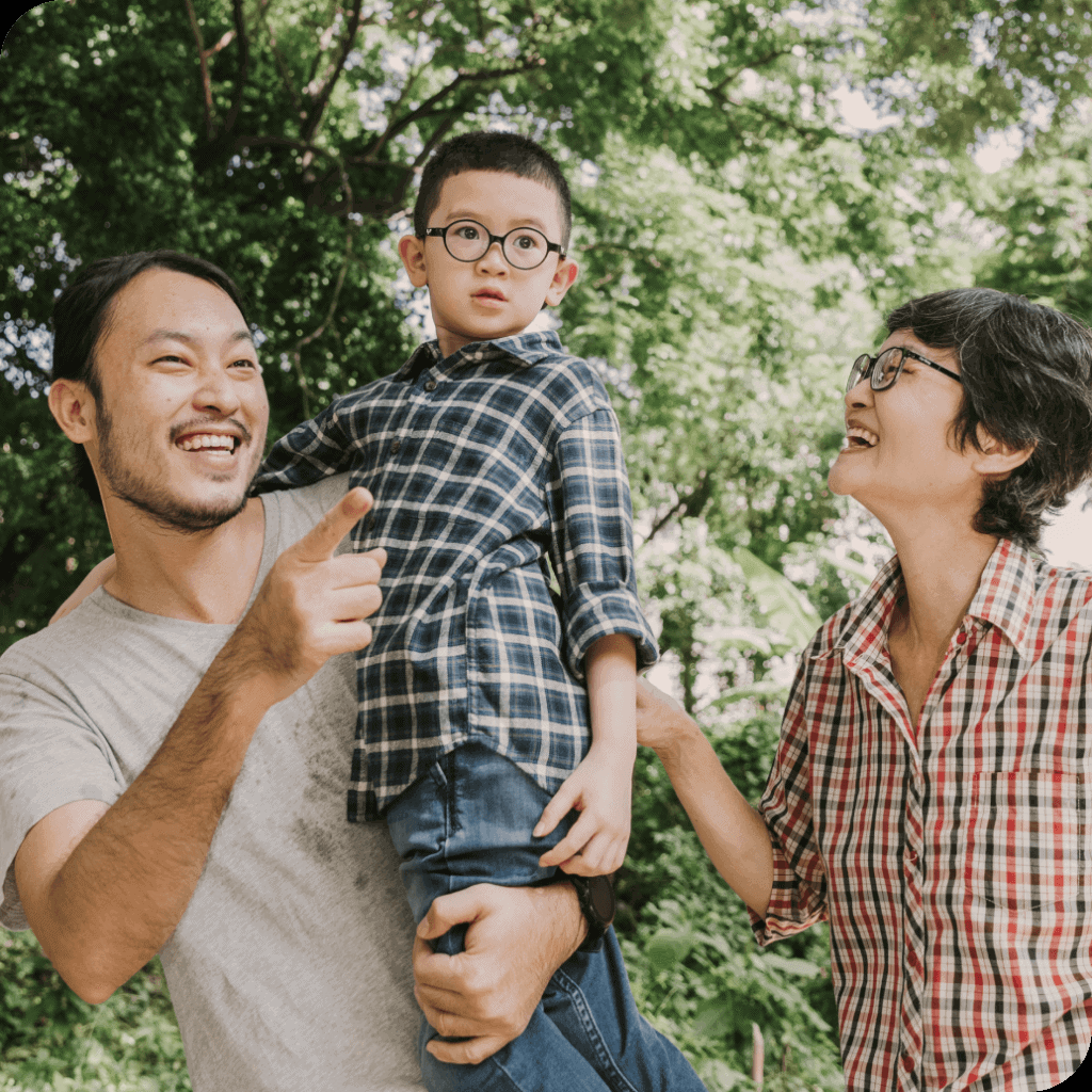 Family spending time outside together.