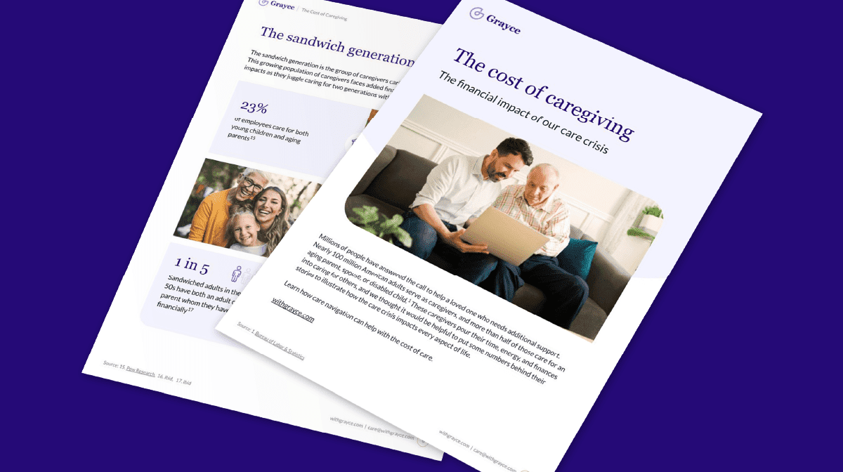 Cost of caregiving banner.