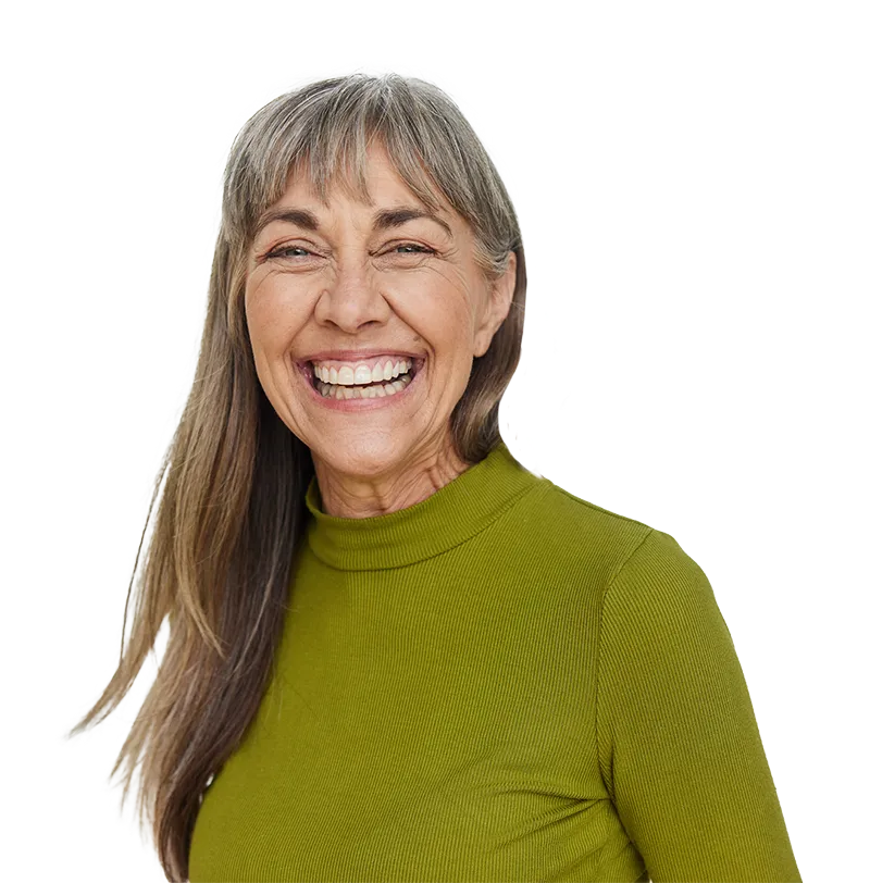 Closeup of a smiling woman.