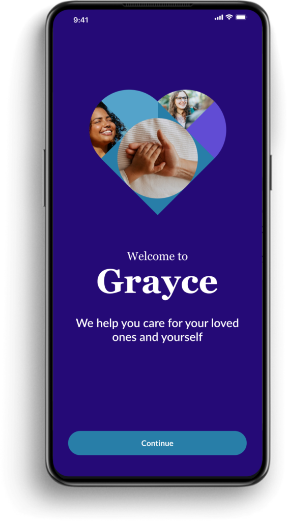 Care navigation platform welcome screen displayed on a mobile phone.
